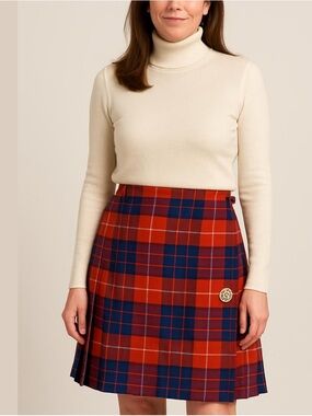 Vintage Scottish Plaid Red Wool Tartan Plaid Classic Traditional Skirt Kilt Sz M